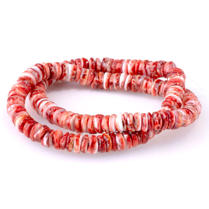 Spiny Oyster 8mm Red Free Form Rondelle - 15-16 Inch