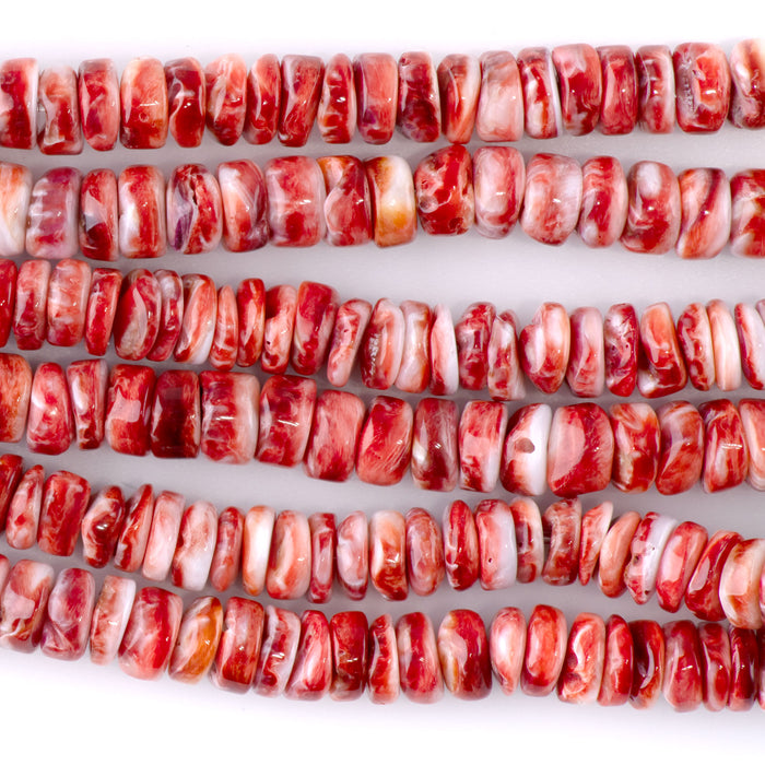 Spiny Oyster 8mm Red Free Form Rondelle - 15-16 Inch