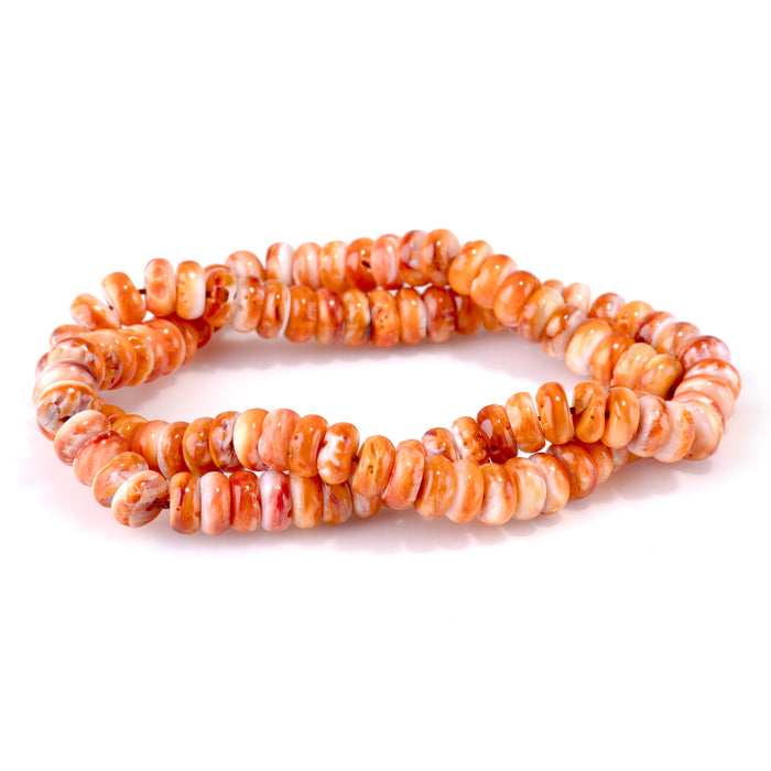 Spiny Oyster 8mm Orange Rondelle Bead - 15-16 Inch