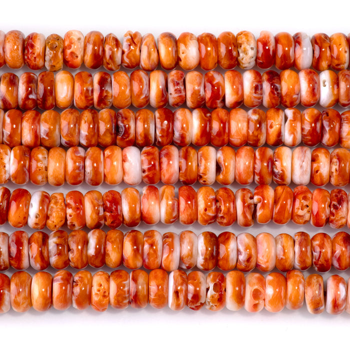 Spiny Oyster 8mm Orange Rondelle Bead - 15-16 Inch