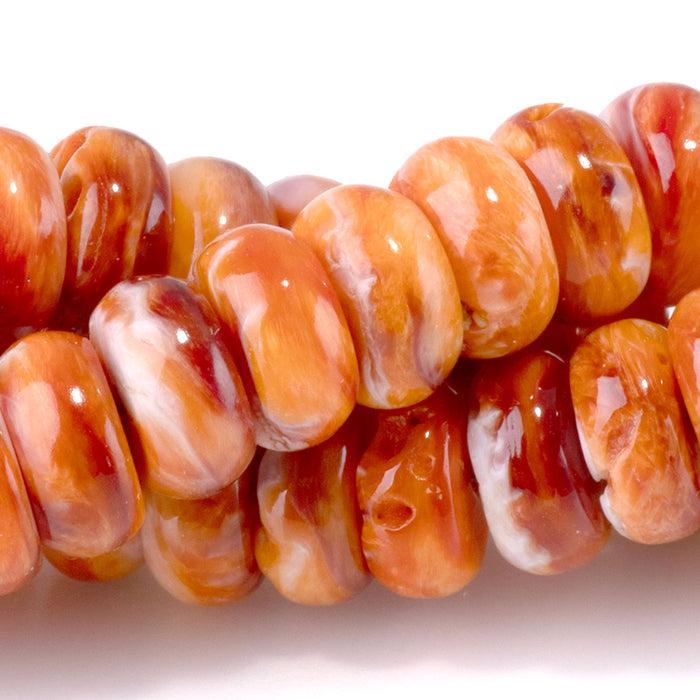 Spiny Oyster 8mm Orange Rondelle Bead - 15-16 Inch