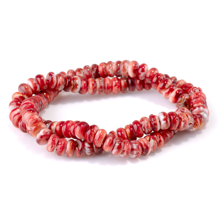 Spiny Oyster 8mm Red Rondelle Bead - 15-16 Inch
