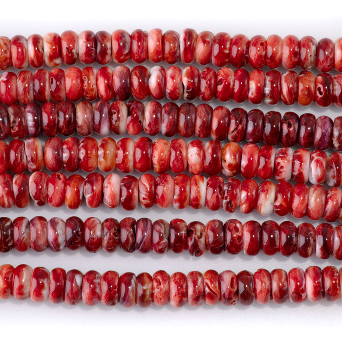 Spiny Oyster 8mm Red Rondelle Bead - 15-16 Inch