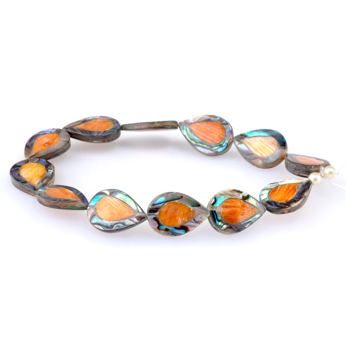 Abalone Shell & Spiny Oyster 13x18mm Inlay Pear - 8 Inch