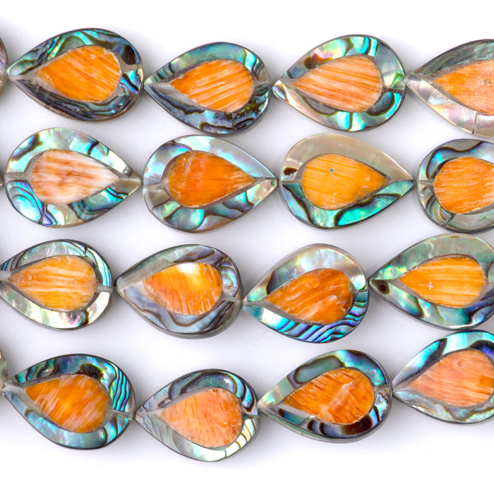 Abalone Shell & Spiny Oyster 13x18mm Inlay Pear - 8 Inch