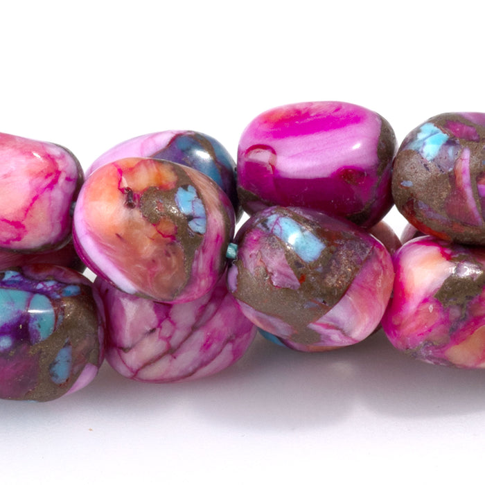 Spiny Oyster & Turquoise 6x8mm Dyed Rectangle Nugget Bead - 15-16 Inch