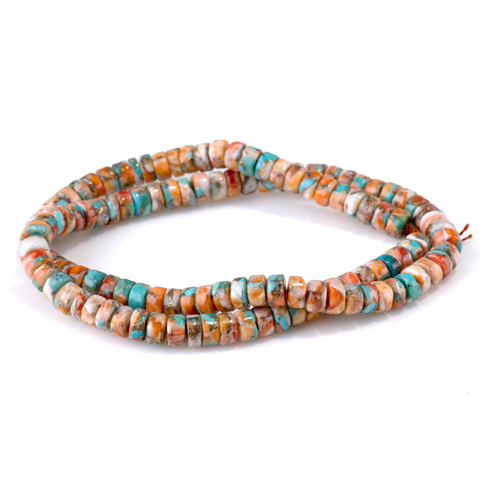 Spiny Oyster & Turquoise 6mm Heishi Bead - 15-16 Inch