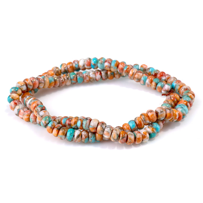 Spiny Oyster & Turquoise 6mm Rondelle Bead - 15-16 Inch