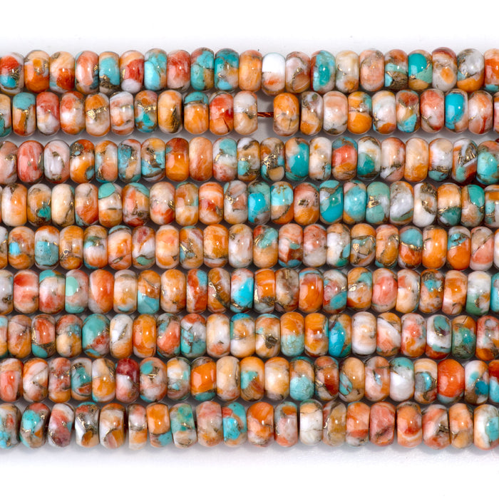 Spiny Oyster & Turquoise 6mm Rondelle Bead - 15-16 Inch