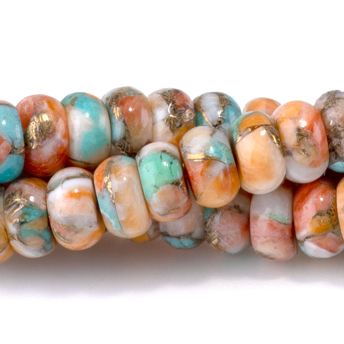 Spiny Oyster & Turquoise 6mm Rondelle Bead - 15-16 Inch