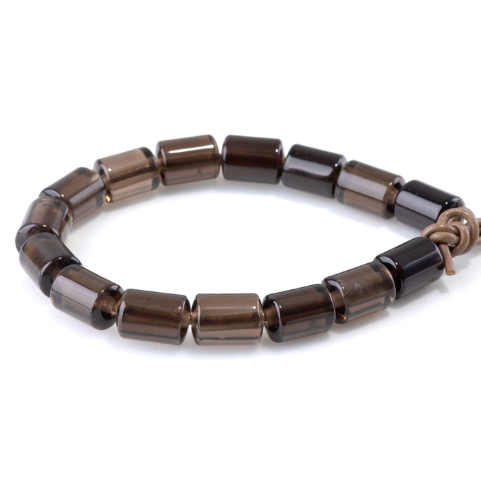 Smoky Quartz 10x14mm Barrel - Large Hole Beads
