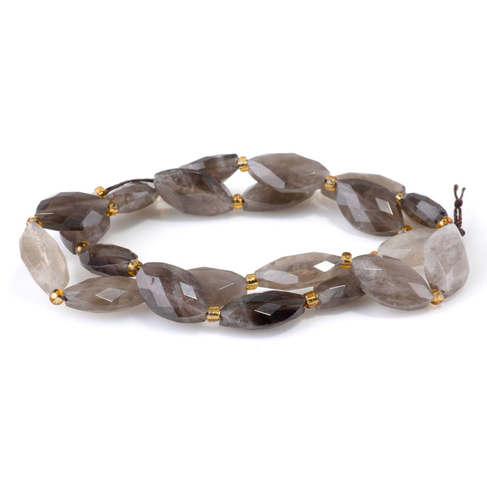 Smoky Quartz 10x16mm Faceted Marquise Bead - 15-16 Inch