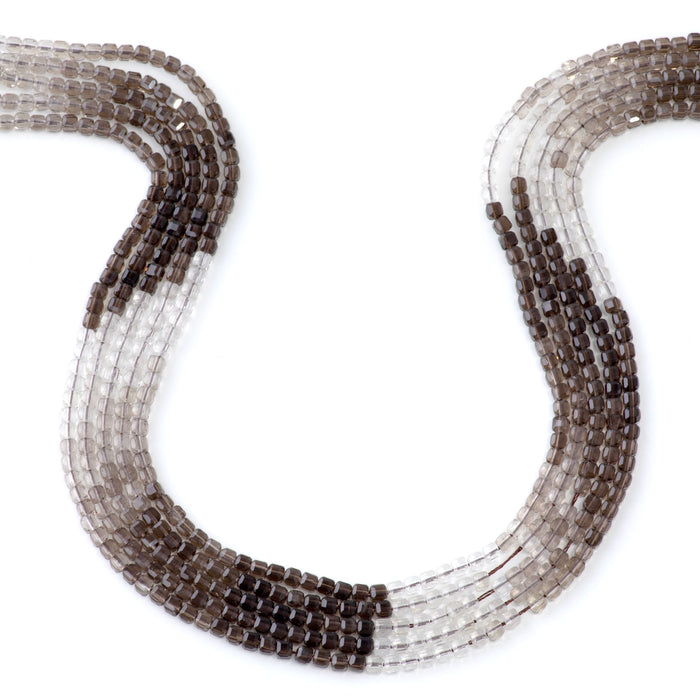 Smoky Quartz 3mm Banded Table Cut Cube A Grade - 15-16 Inch