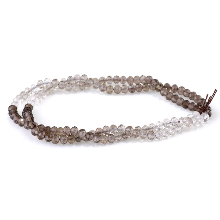 Smoky Quartz 3x4mm Banded Faceted Rondelle A Grade - 15-16 Inch