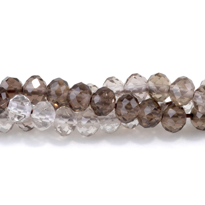 Smoky Quartz 3x4mm Banded Faceted Rondelle A Grade - 15-16 Inch