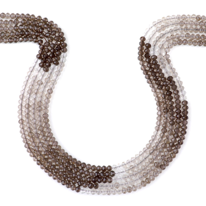 Smoky Quartz 3x4mm Banded Faceted Rondelle A Grade - 15-16 Inch