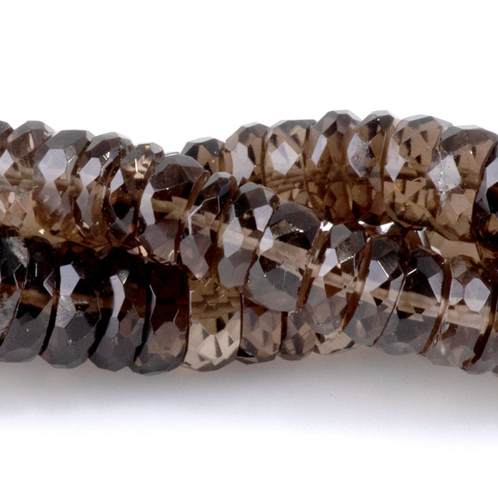 Smoky Quartz 6-7mm Faceted Tyre - 8 Inch