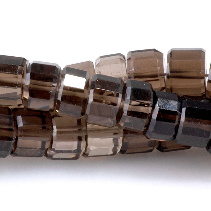 Smoky Quartz 7mm Banded Faceted Tyre - 15-16 Inch