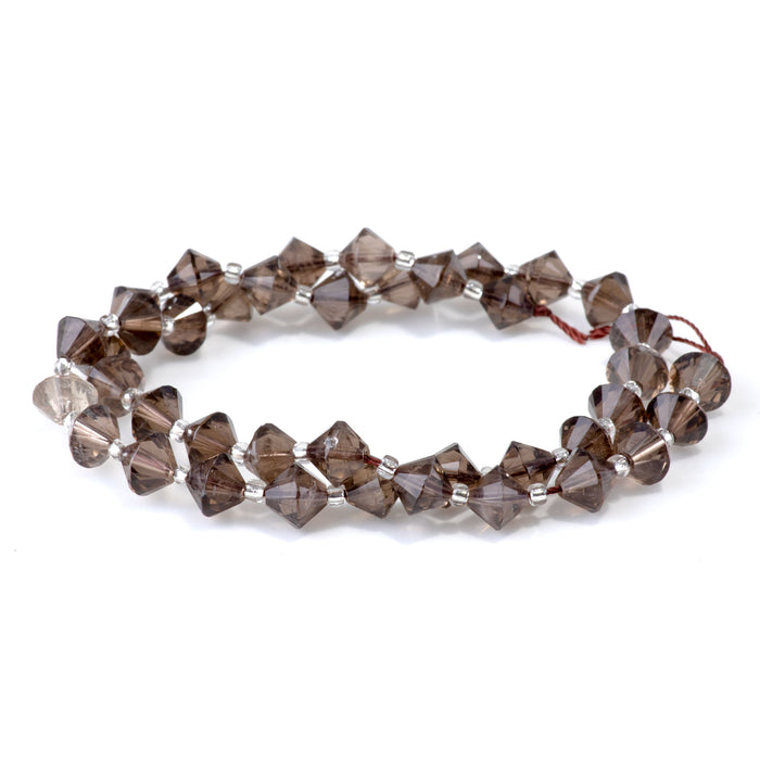 Smoky Quartz 8mm Faceted Bicone - 15-16 Inch