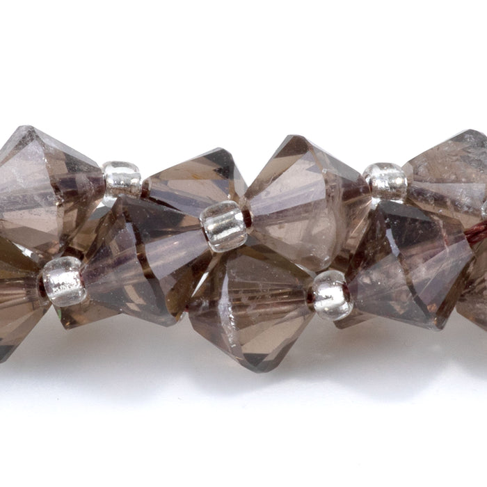 Smoky Quartz 8mm Faceted Bicone - 15-16 Inch
