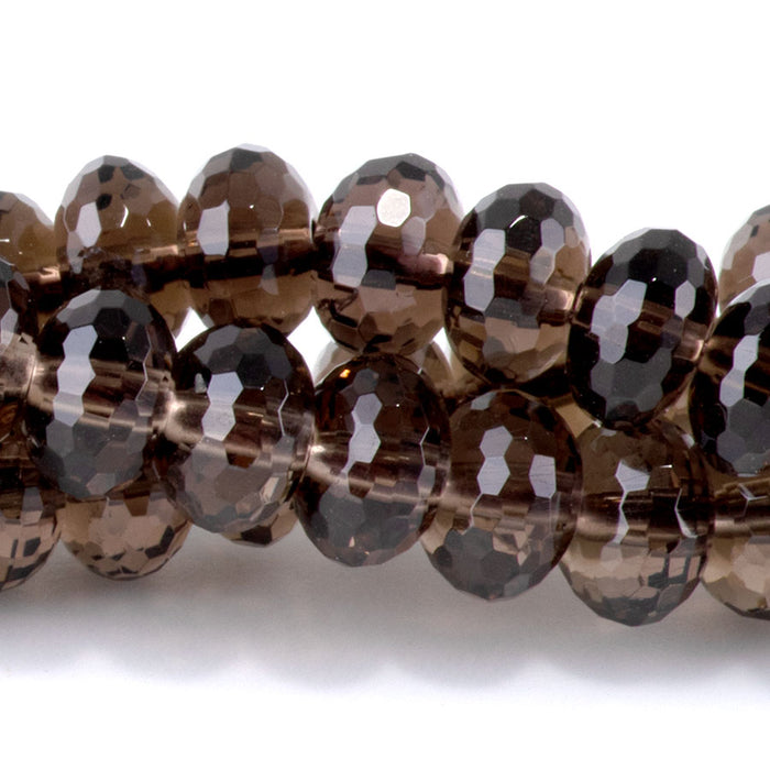 Smoky Quartz 5x8mm Flat Bead Faceted - 15-16 Inch