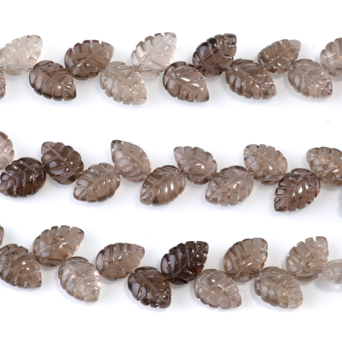 Smoky Quartz 8x11mm Leaf - 8 Inch