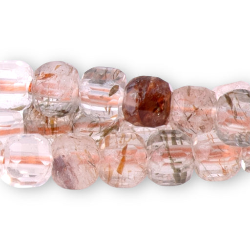 This is a Dakota Stones 3mm Red Black Super Seven Gemstone strand with A grade table-cut cube beads in 15-16 inch strand.
