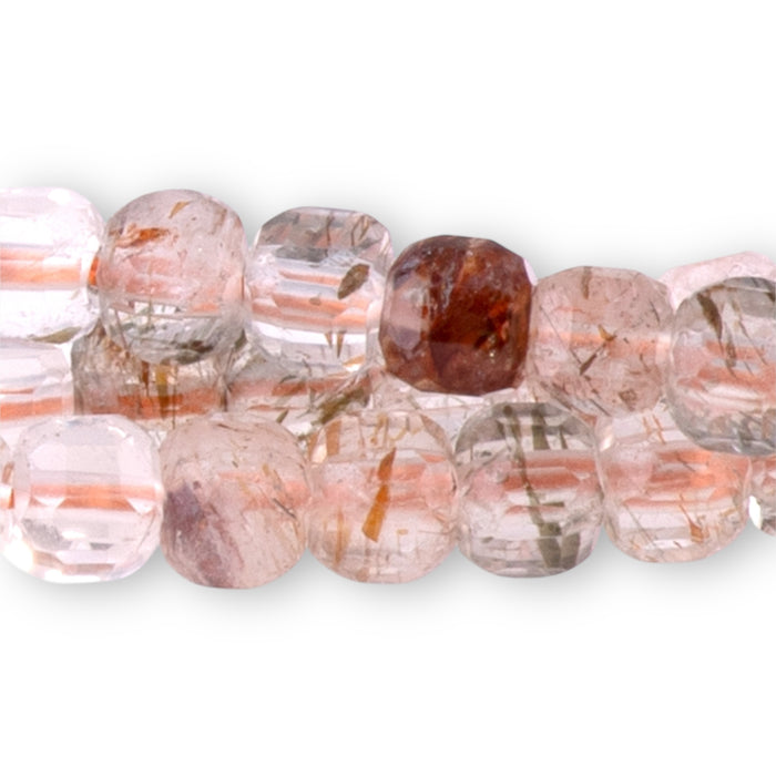 Red Black Super Seven 3mm Table Cut Cube A Grade - 15-16 Inch