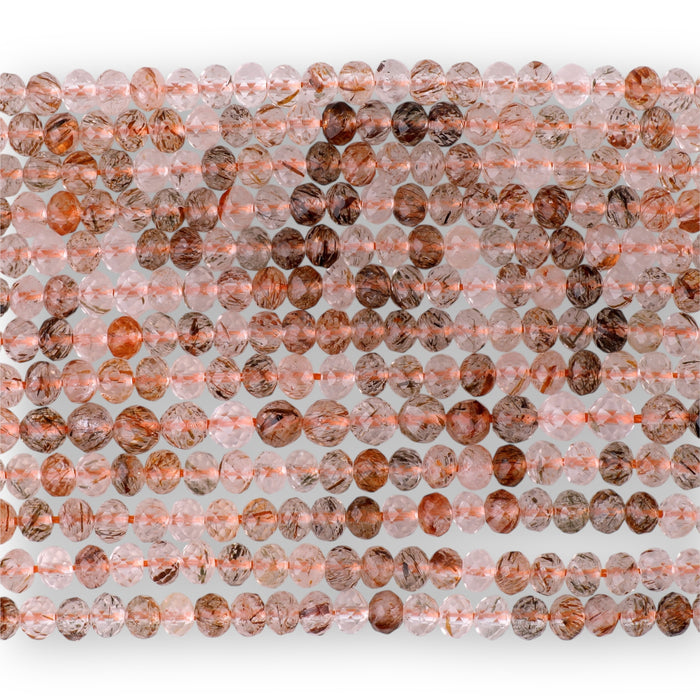 Red Black Super Seven 3x4mm Faceted Rondelle A Grade - 15-16 Inch