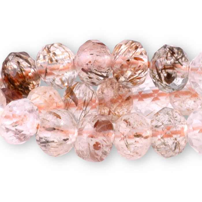 Red Black Super Seven 3x4mm Faceted Rondelle A Grade - 15-16 Inch