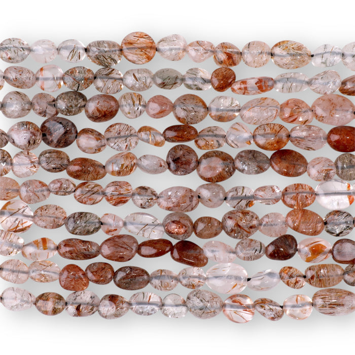 Red Black Super Seven 4x6-5x7mm Pebble A Grade - 15-16 Inch