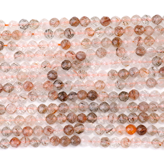 Red Black Super Seven 4mm Faceted Round A Grade - 15-16 Inch
