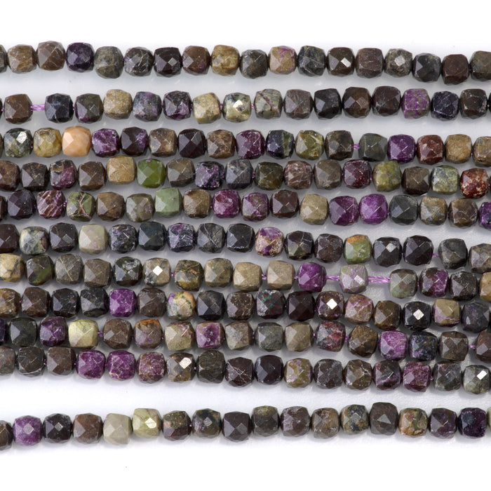Atlantisite Stichtite 4mm Faceted Cube - 15-16 Inch