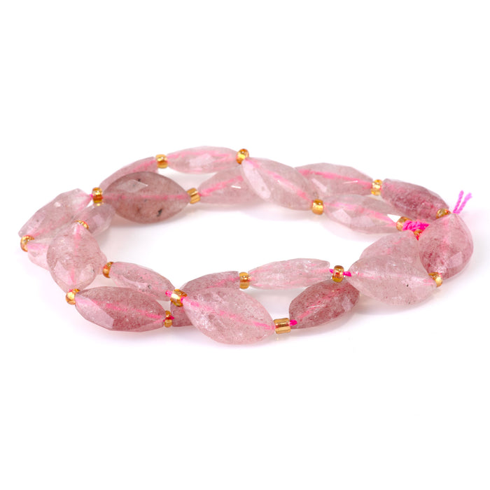 Strawberry Quartz 10x16mm Faceted Marquise Bead - 15-16 Inch