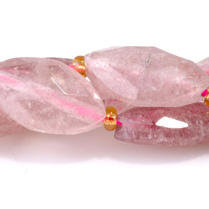 Strawberry Quartz 10x16mm Faceted Marquise Bead - 15-16 Inch