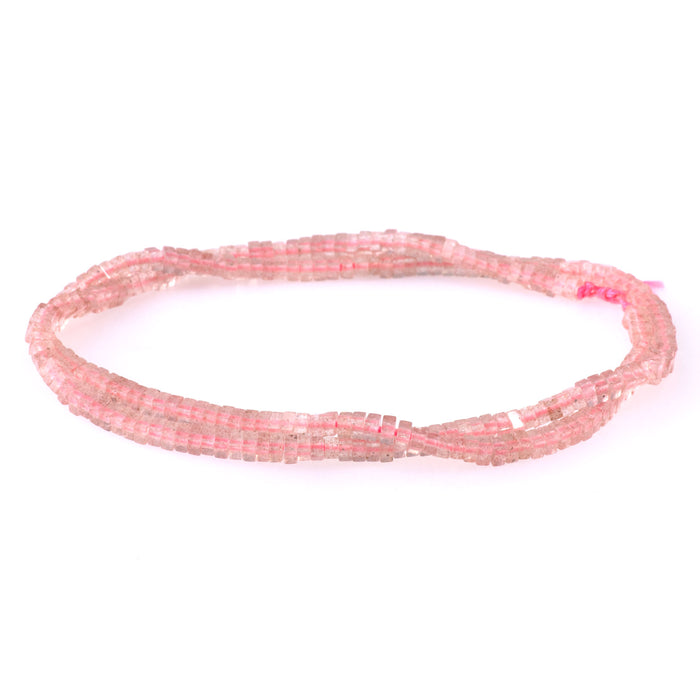 Strawberry Quartz 1x2mm Square Rondelle - 15-16 Inch