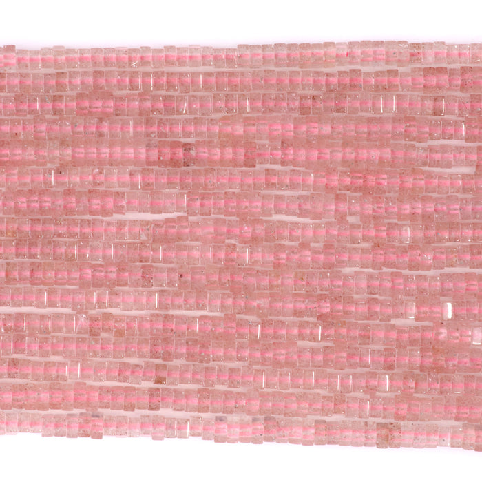 Strawberry Quartz 1x2mm Square Rondelle - 15-16 Inch