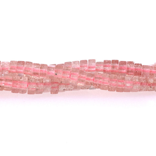 This is a Dakota Stones 1x2mm Strawberry Quartz Gemstone strand with rondelle square beads in 15-16 inch strand.
