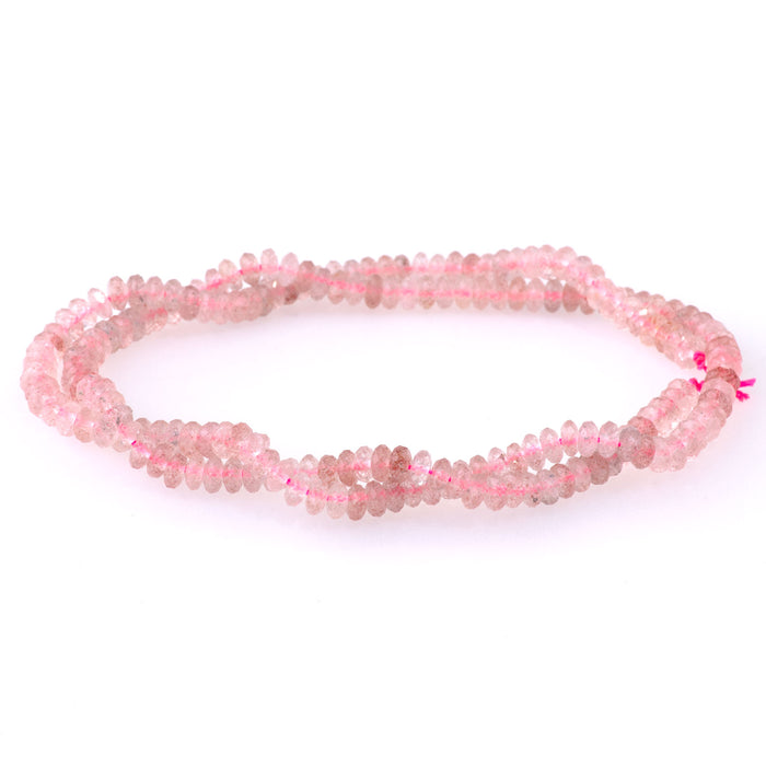 Strawberry Quartz 2x4mm Thin Faceted Rondelle - 15-16 Inch