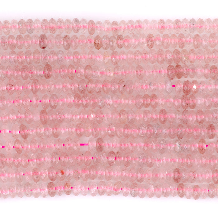 Strawberry Quartz 2x4mm Thin Faceted Rondelle - 15-16 Inch