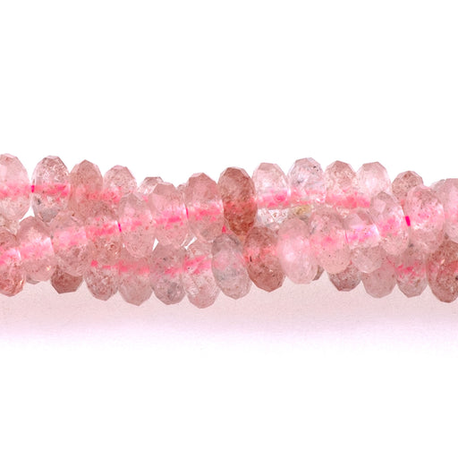 This is a Dakota Stones 2x4mm Strawberry Quartz Thin Gemstone strand with faceted rondelle beads in 15-16 inch strand.