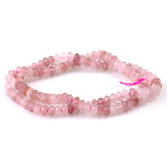 Strawberry Quartz 3x6mm Faceted Rondelle - 15-16 Inch