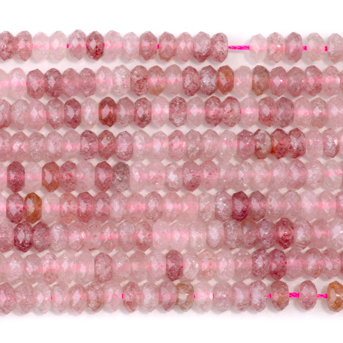 Strawberry Quartz 3x6mm Faceted Rondelle - 15-16 Inch