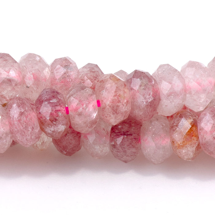 Strawberry Quartz 3x6mm Faceted Rondelle - 15-16 Inch