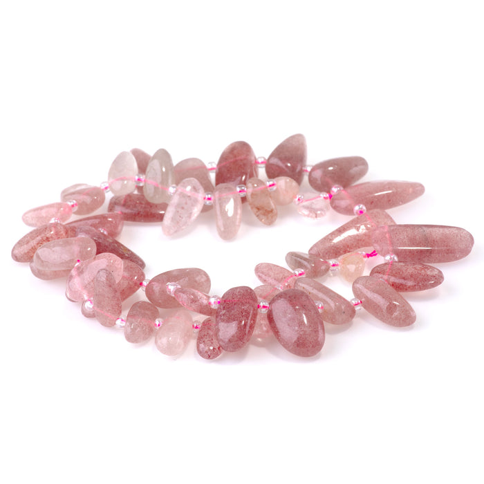 Strawberry Quartz 5x10-20mm Top Drill Teeth - 15-16-Inch