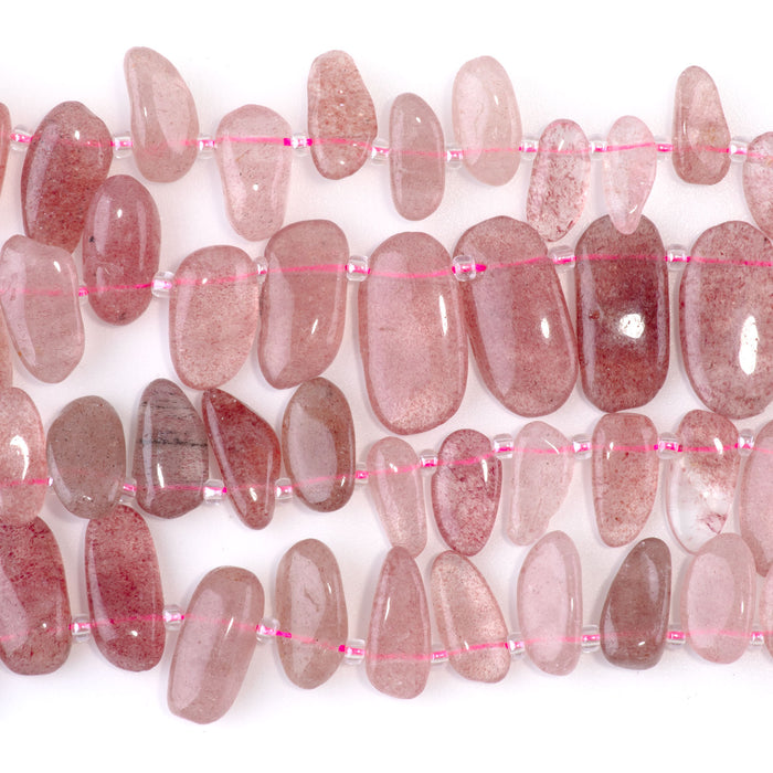 Strawberry Quartz 5x10-20mm Top Drill Teeth - 15-16-Inch