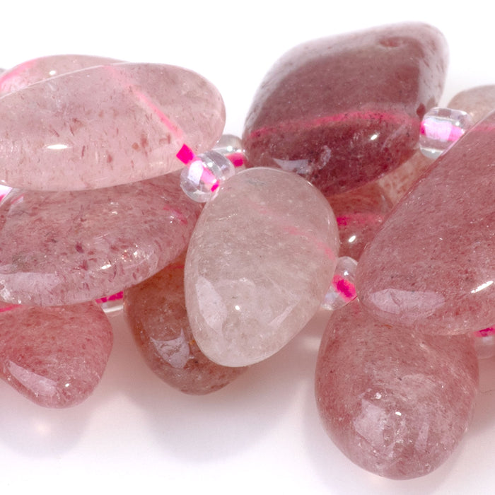Strawberry Quartz 5x10-20mm Top Drill Teeth - 15-16-Inch