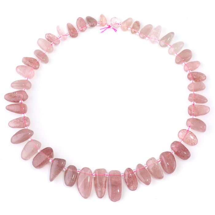 Strawberry Quartz 5x10-20mm Top Drill Teeth - 15-16-Inch