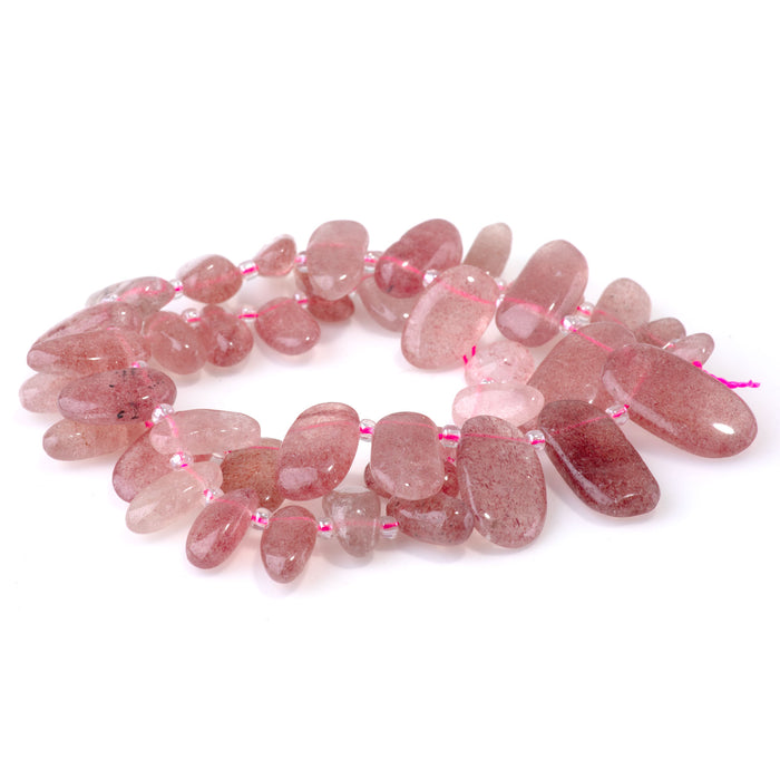 Strawberry Quartz 6x12-10x20mm Free Form Dancing Drops A Grade - 15-16 Inch