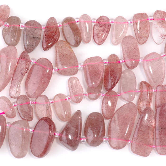 Strawberry Quartz 6x12-10x20mm Free Form Dancing Drops A Grade - 15-16 Inch